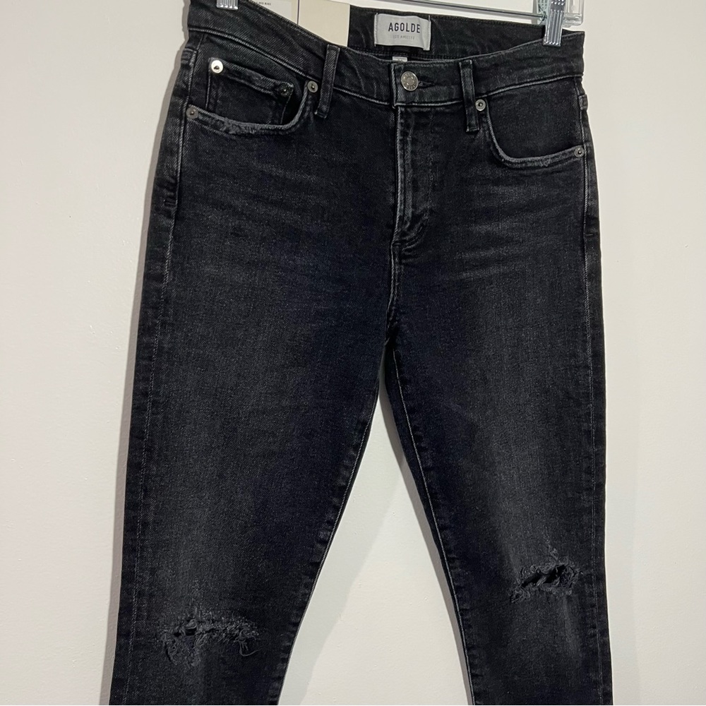 NWT AGOLDE Sophie Mid Rise Distressed Ankle Skinny Jeans Trademark 26‎ - Picture 4 of 12